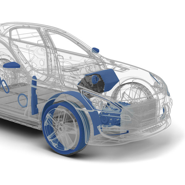 automotive solutions wireframe rendering of a car