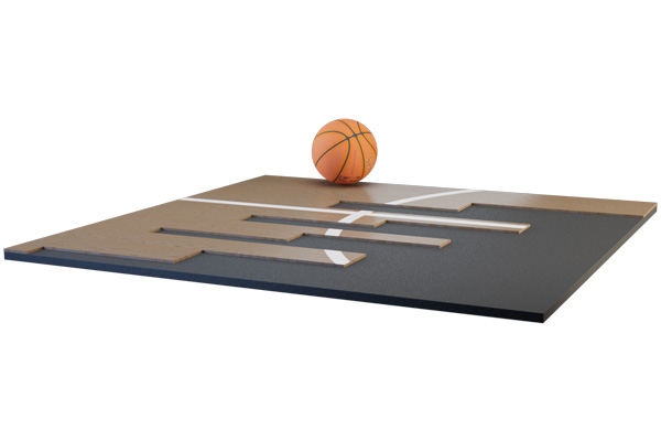 timmerman_binnen_plein_schuim overdekt onderlegveld met basketbal