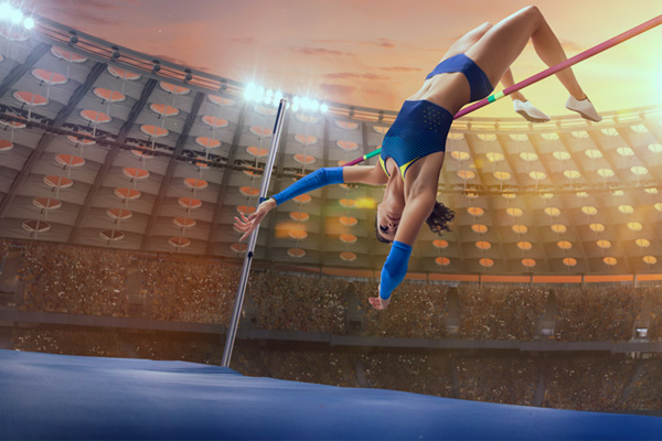 high_jump_mat athlete performing high jump with a landing mat